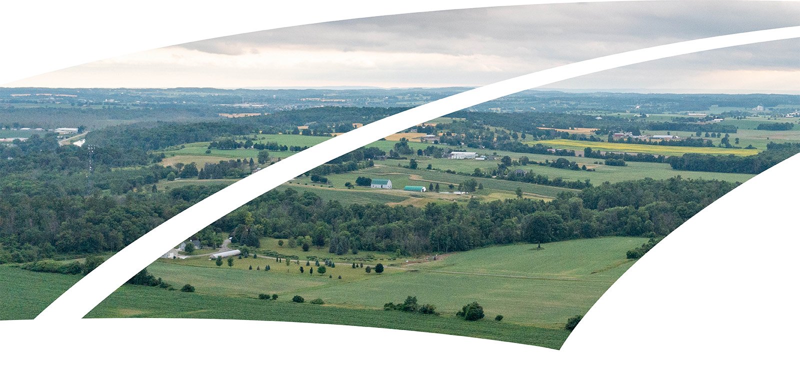 Aerial view of field and Highway ON-400, Bradford West Gwillimbury
