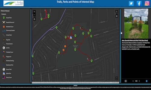 Screenshot of the interactive trails map in BWG