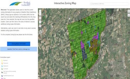 Snapshot of interactive map, showing collection of properties in BWG.