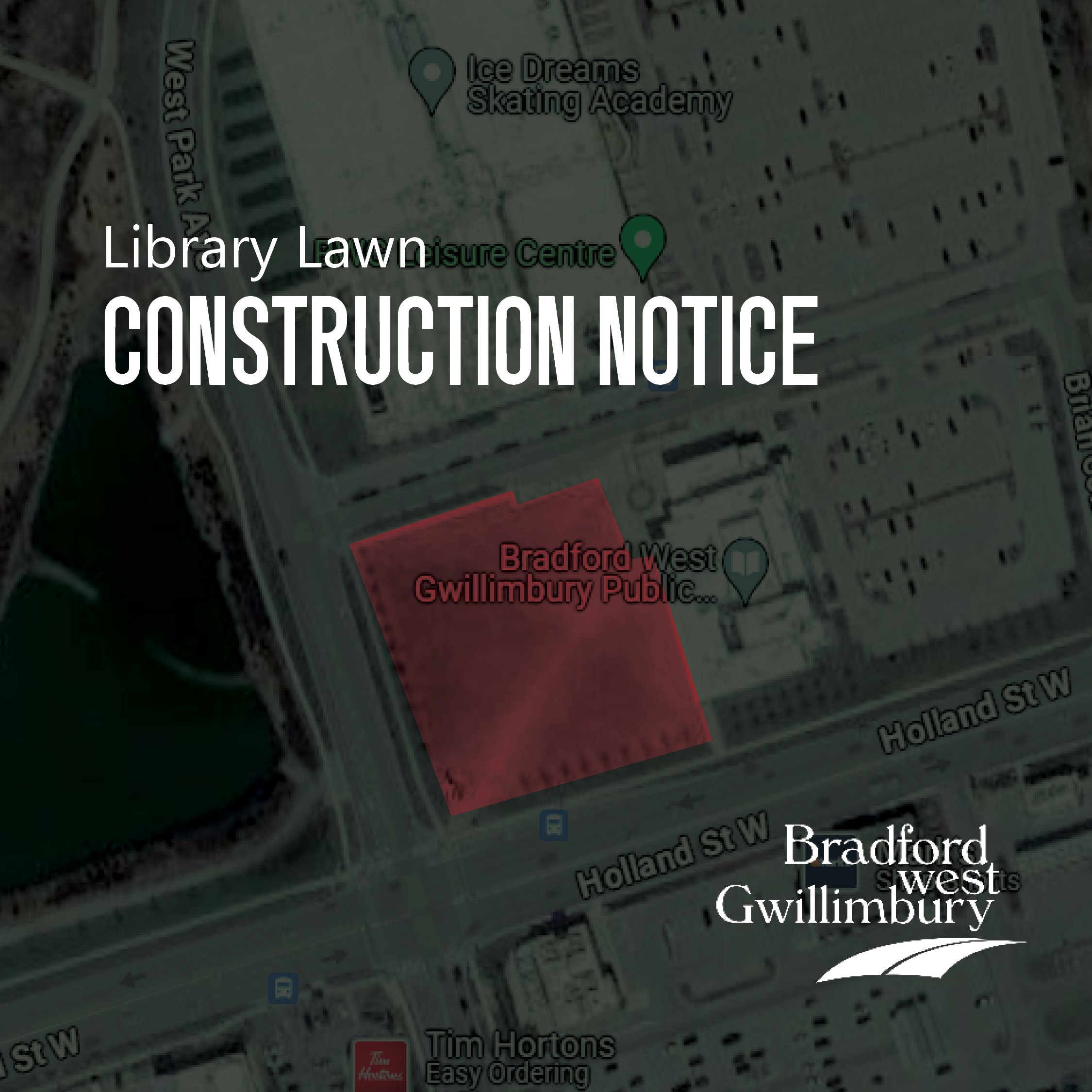 Map of BWG Library highlighting the Library lawn
