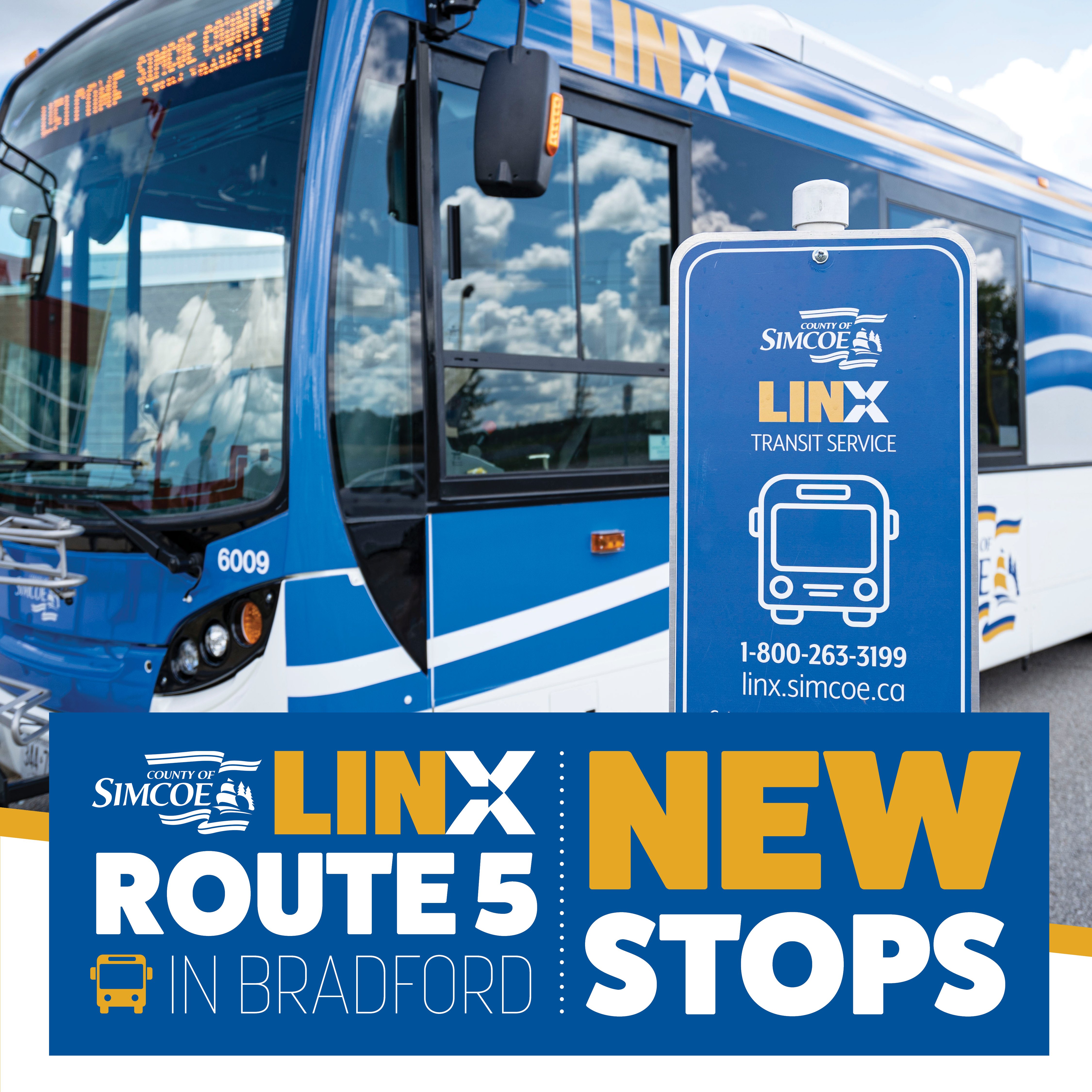 Image of LINX Transit bus with new route text
