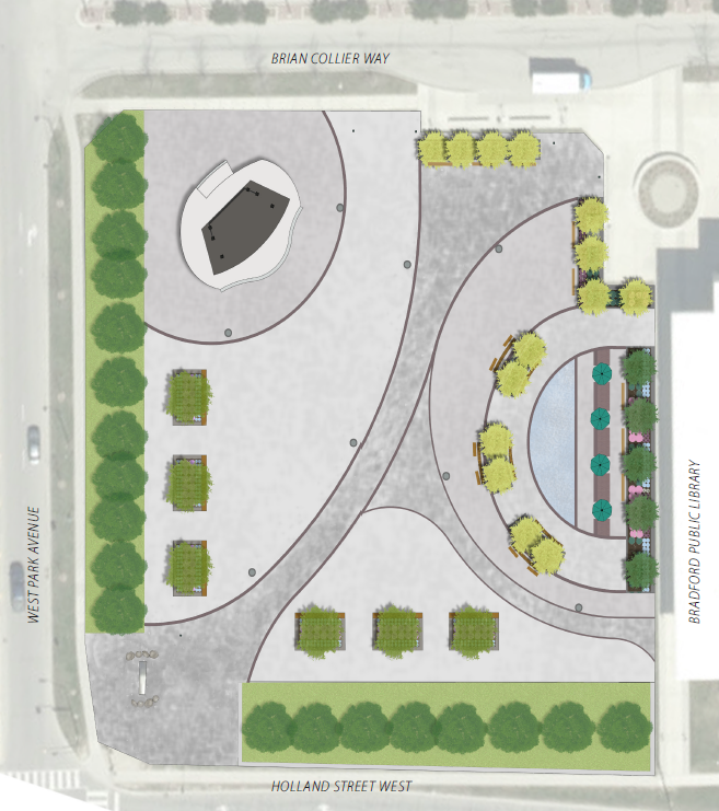 Rendering of Public Square on BWG Library lawn